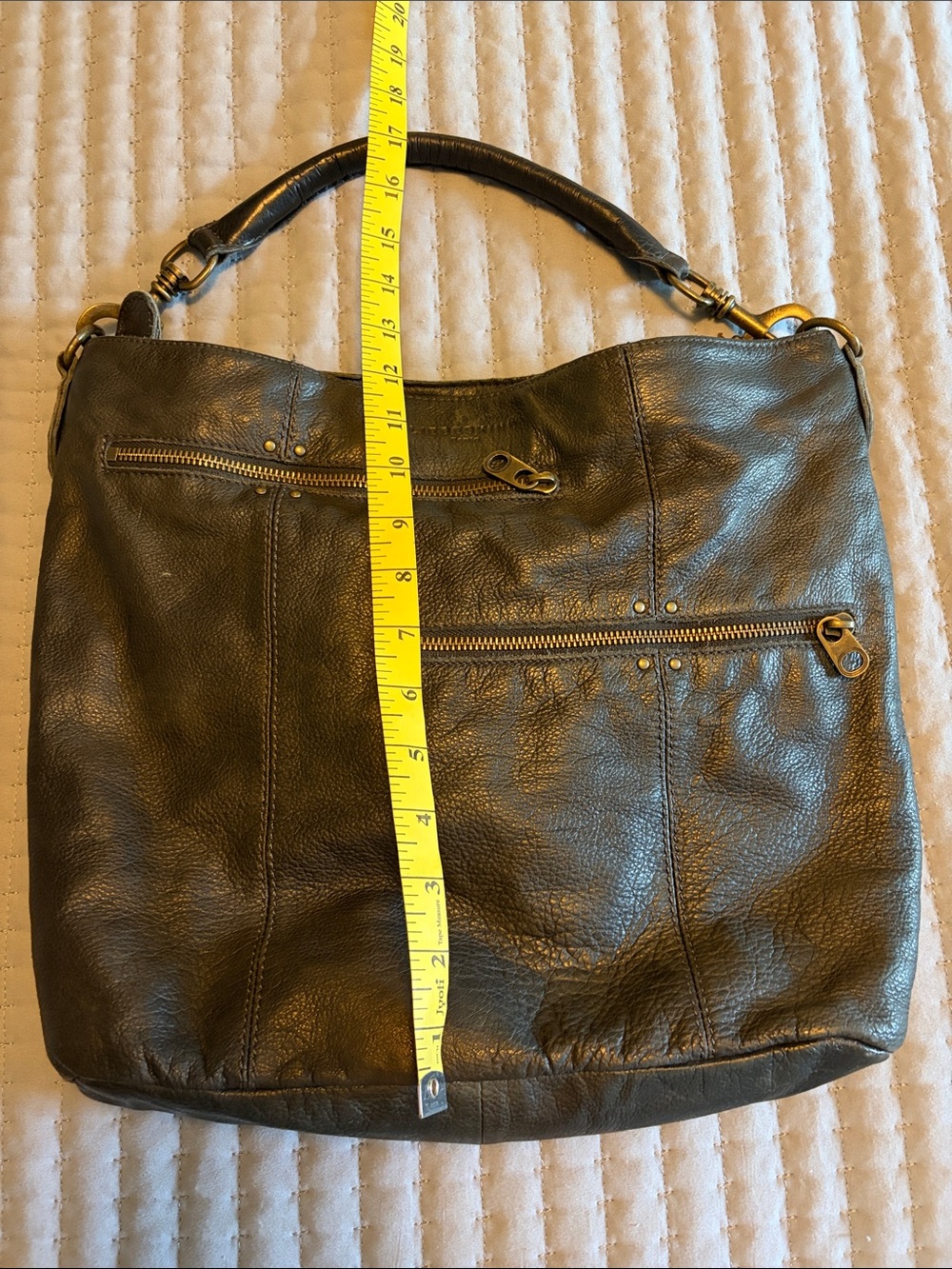 Liebeskind Crossbody Bag in Dark Gray with Brass Hardware - Picture 8 of 12